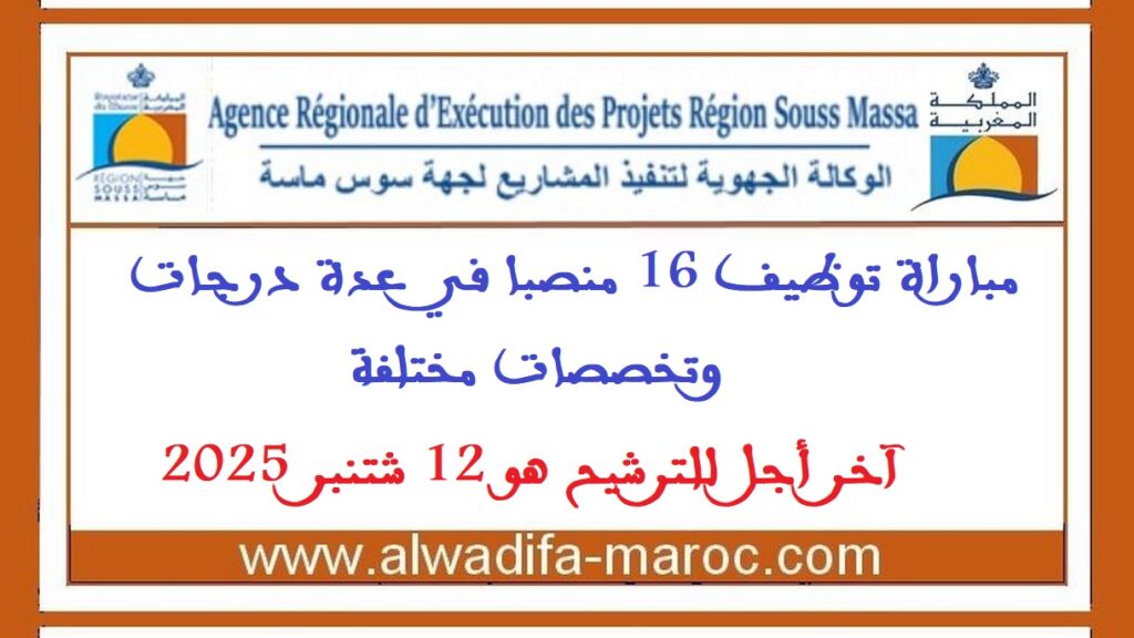 مباراة توظيف 16 منصبا في عدة درجات وتخصصات مختلفة. آخر أجل للترشيح هو 12 شتنبر 2025
