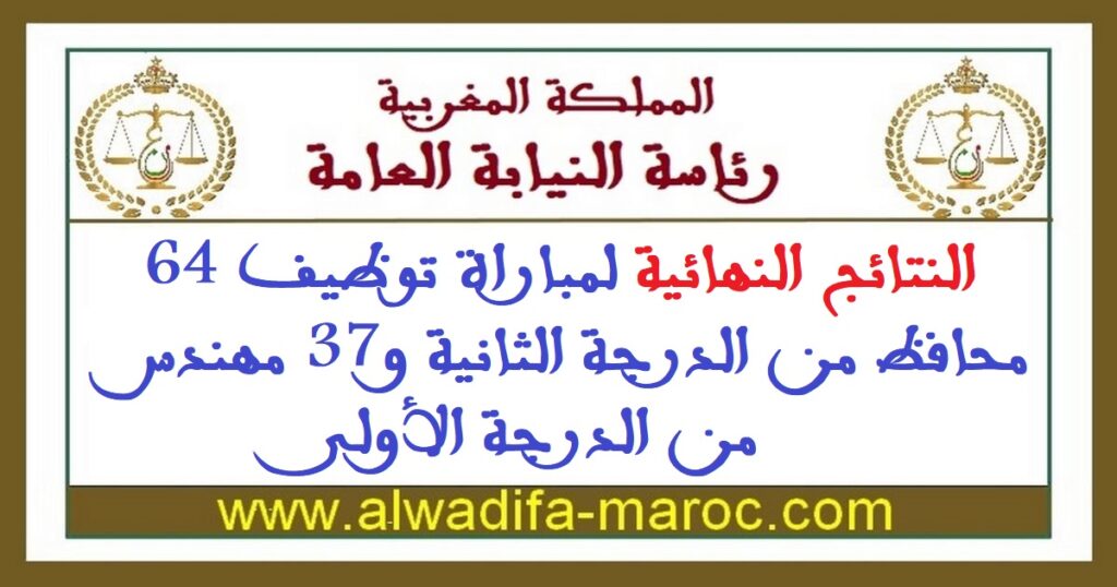النتائج النهائية لمباراة توظيف 64 محافظ من الدرجة الثانية و37 مهندس من الدرجة الأولى