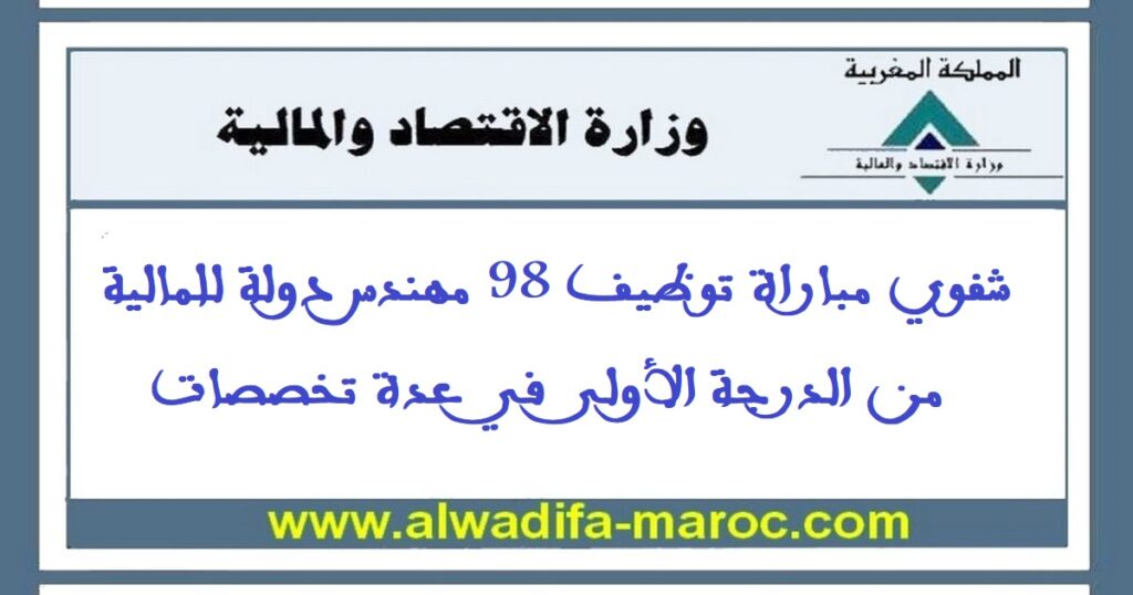 شفوي مباراة توظيف 98 مهندس دولة للمالية من الدرجة الأولى في عدة تخصصات