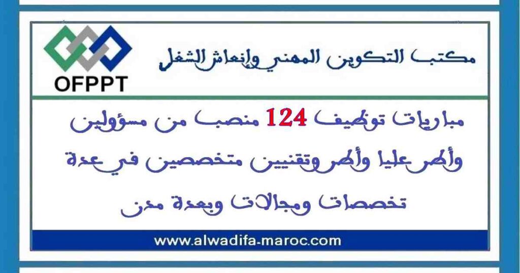 مباريات توظيف 124 منصب من مسؤولين وأطر عليا وأطر وتقنيين متخصصين في عدة تخصصات ومجالات وبعدة مدن
