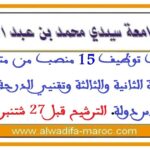 مباريات توظيف 15 منصب من متصرفي الدرجة الثانية والثالثة وتقنيي الدرجة الثالثة ومهندس دولة. الترشيح قبل 27 شتنبر 2025