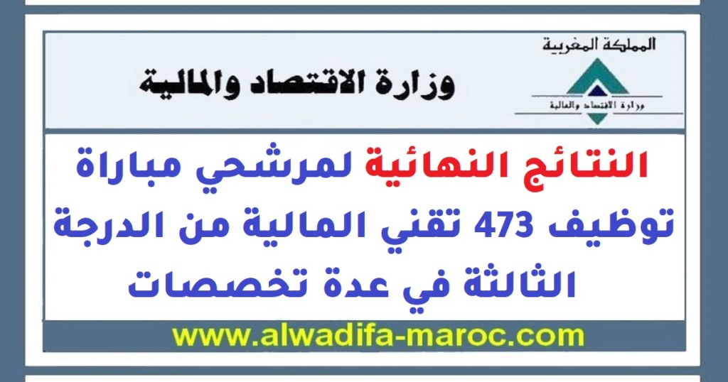 النتائج النهائية لمرشحي مباراة توظيف 473 تقني المالية من الدرجة الثالثة في عدة تخصصات