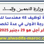 مباراة توظيف 48 مهندسا للدولة من الدرجة الأولى في عدة تخصصات. آخر اجل هو 29 دجنبر 2025