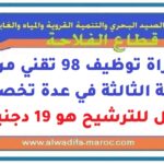 مباراة توظيف 98 تقني من الدرجة الثالثة في عدة تخصصات. آخر أجل للترشيح هو 19 دجنبر 2025