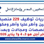 مباريات توظيف 229 منصبا من مسؤولين وأطر عليا وأطر ومكونين في عدة تخصصات ومجالات وبعدة مدن