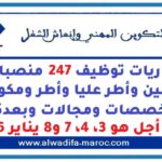 مباريات توظيف 247 منصبا من مسؤولين وأطر عليا وأطر ومكونين في عدة تخصصات ومجالات وبعدة مدن