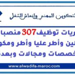 مباريات توظيف 307 منصبا من مسؤولين وأطر عليا وأطر ومكونين في عدة تخصصات ومجالات وبعدة مدن