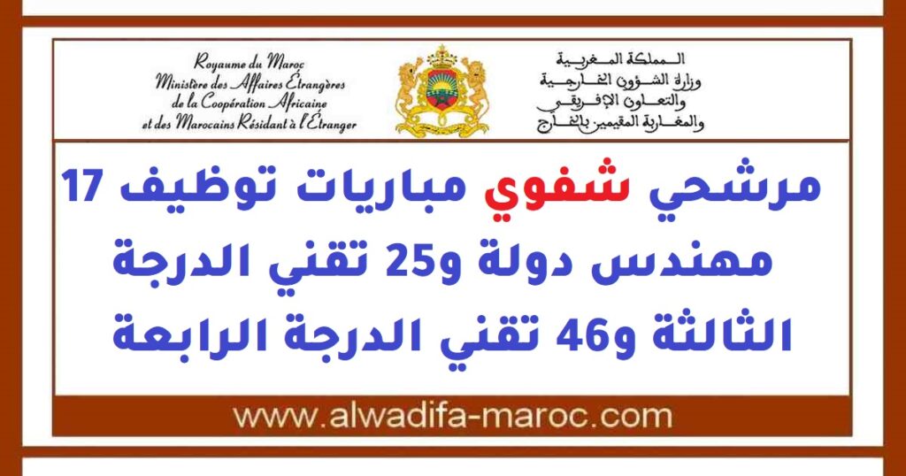 مرشحي شفوي مباريات توظيف 17 مهندس دولة و25 تقني الدرجة الثالثة و46 تقني الدرجة الرابعة